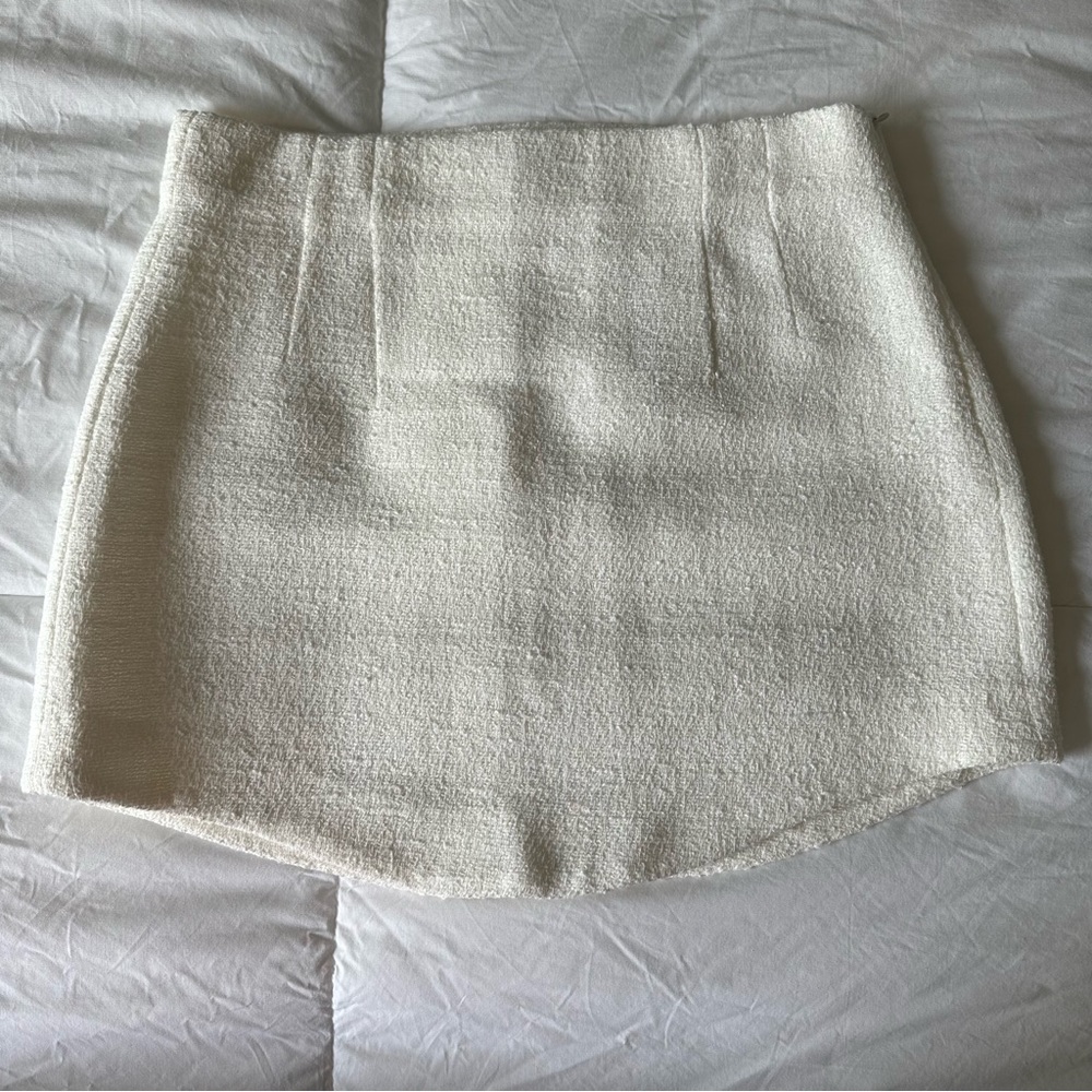 Zara White Tweed Mini Skirt